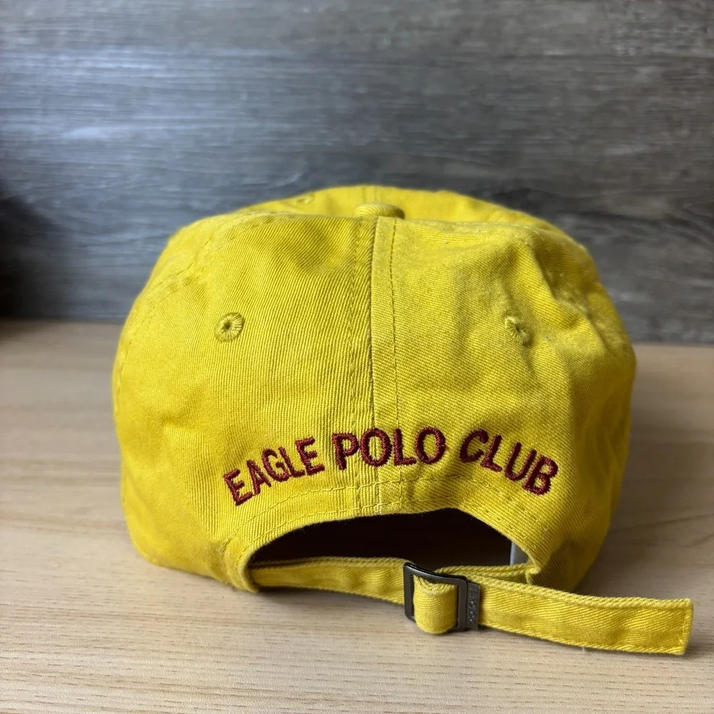 Eagle Polo Club Golf Hat Cap Strap Back Yellow Adjustable